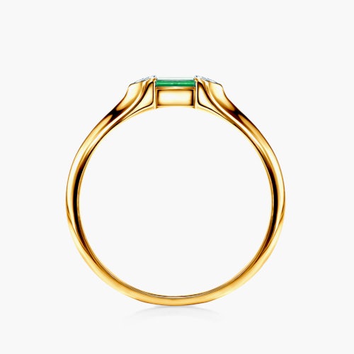 Pierścionek zaręczynowy SAVICKI: dwukolorowe złoto, szmaragd, diamenty